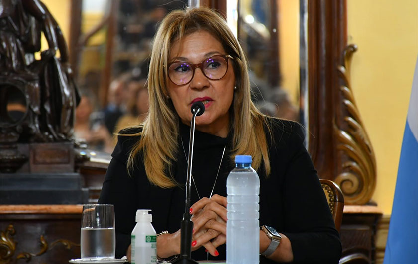 Ministra de Educación hablando