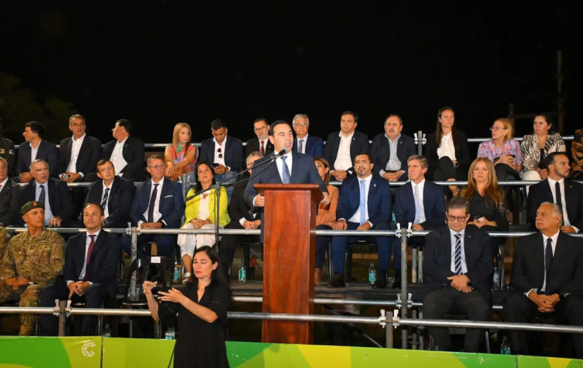 Gobernador Valdés en el acto central por el 41° Aniversario de la gesta de Malvinas