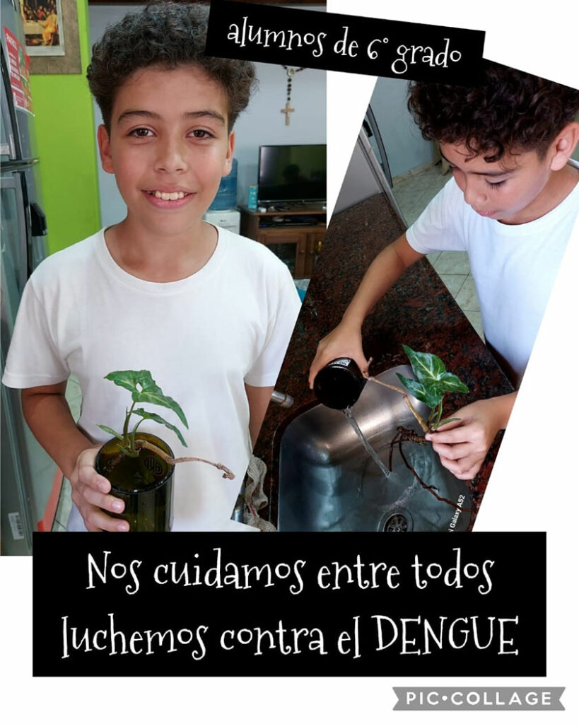 niños informando sobre el dengue